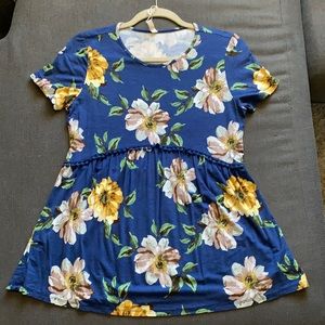 Pink Blush blue floral top